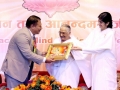 BK Raj and Sister Shivani offering  godly gift  to Hon'ble Deputy Prime Minister and minister for Federal Affairs and Local Development Mr. Prakash Man Singh.