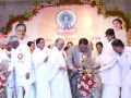 Hon'ble Deputy Prime Minister Mr. Prakash Man Singh Inaugurating the talk programme  Peaceful Mind & Blissful Life  by lightening the traditional lamp along with BK Raj didi, BK Shivani, Dr. Banarasilal..